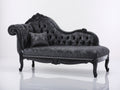 Chaise longue tapizada 190x75x105 cm - negro - estilo clásico con capitoné y estructura de madera