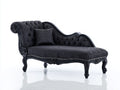 Chaise longue tapizada terciopelo negro 215x90x85 cm - estilo clásico con respaldo acolchado para salón elegante