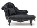 Chaise longue tapizada 185x78x108 cm - negro - estilo clásico con capitoné y estructura de madera tallada