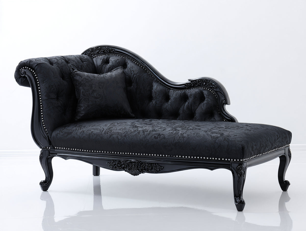 Chaise longue tapizada 190 x 80 x 85 cm negro diseño clásico elegante para salón