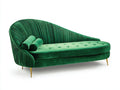 Chaise longue terciopelo verde 230x90x85 cm - diseño moderno curvado con respaldo envolvente para salón