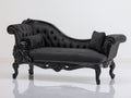Chaise longue tapizada terciopelo negro 210x85x75 cm - diseño clásico elegante para salón