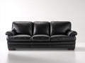 Sofá 3 plazas de cuero 210x90x88 cm - negro - diseño clásico con asientos acolchados