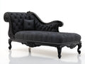 Chaise longue tapizada 195x80x100 cm - Negro - Diseño clásico capitoné con estructura tallada