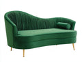 Chaise longue tapizada 190x78x90 cm - Verde esmeralda y dorado - Diseño curvo con respaldo plisado