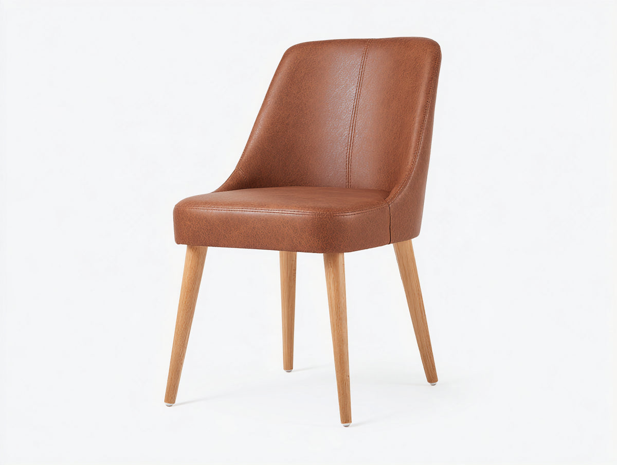 Silla de comedor tapizada 58 x 60 x 82 cm marrón diseño moderno con patas de madera