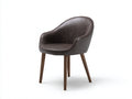 Silla de comedor tapizada de piel sintética 65x65x80 cm - marrón oscuro con patas de madera - estilo moderno