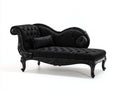 Chaise longue tapizada 190x75x95 cm - Negro - Diseño clásico capitoné con estructura ornamentada