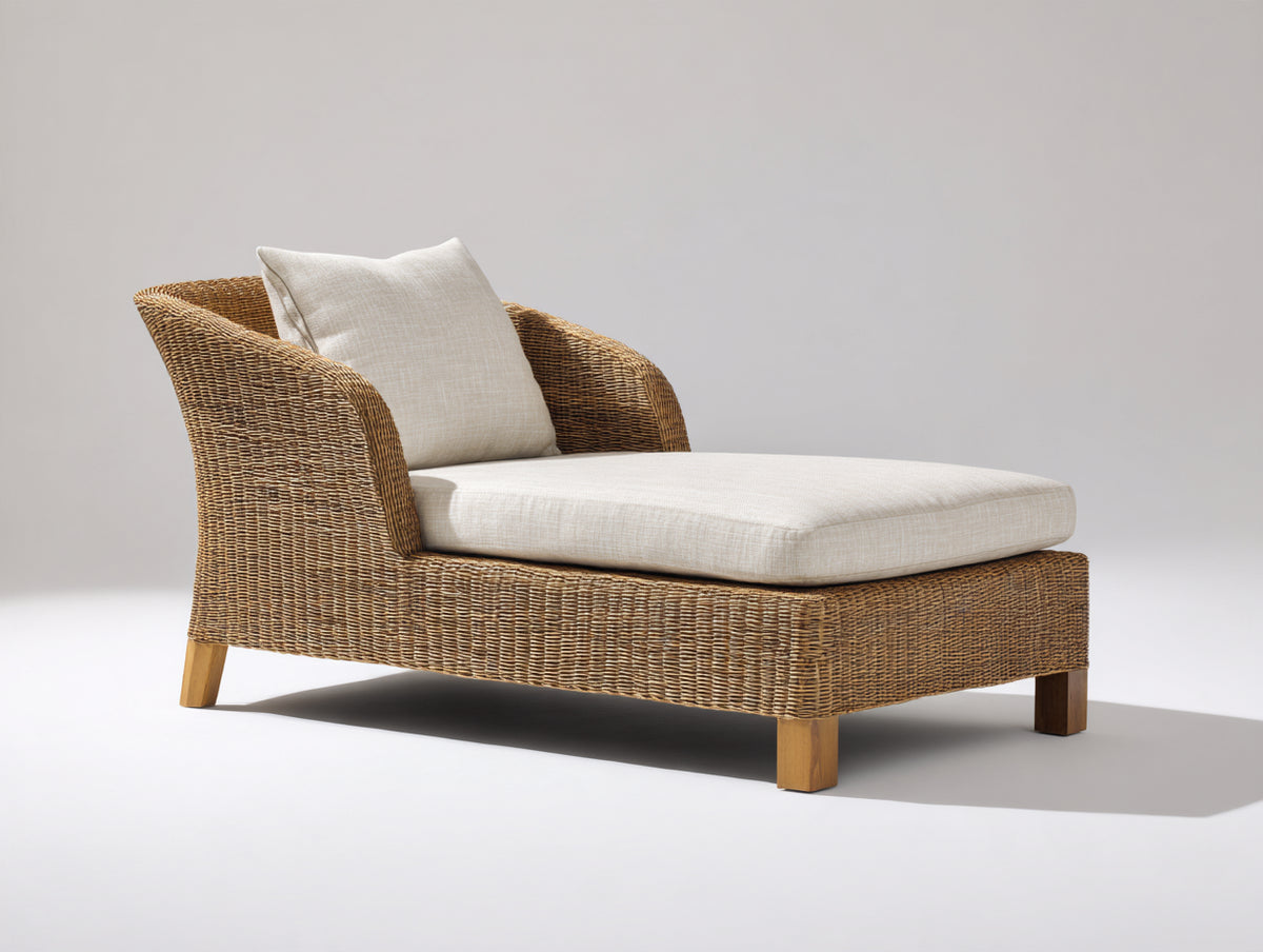 Tumbona de ratán 180 x 75 x 70 cm natural beige diseño moderno para jardín y terraza