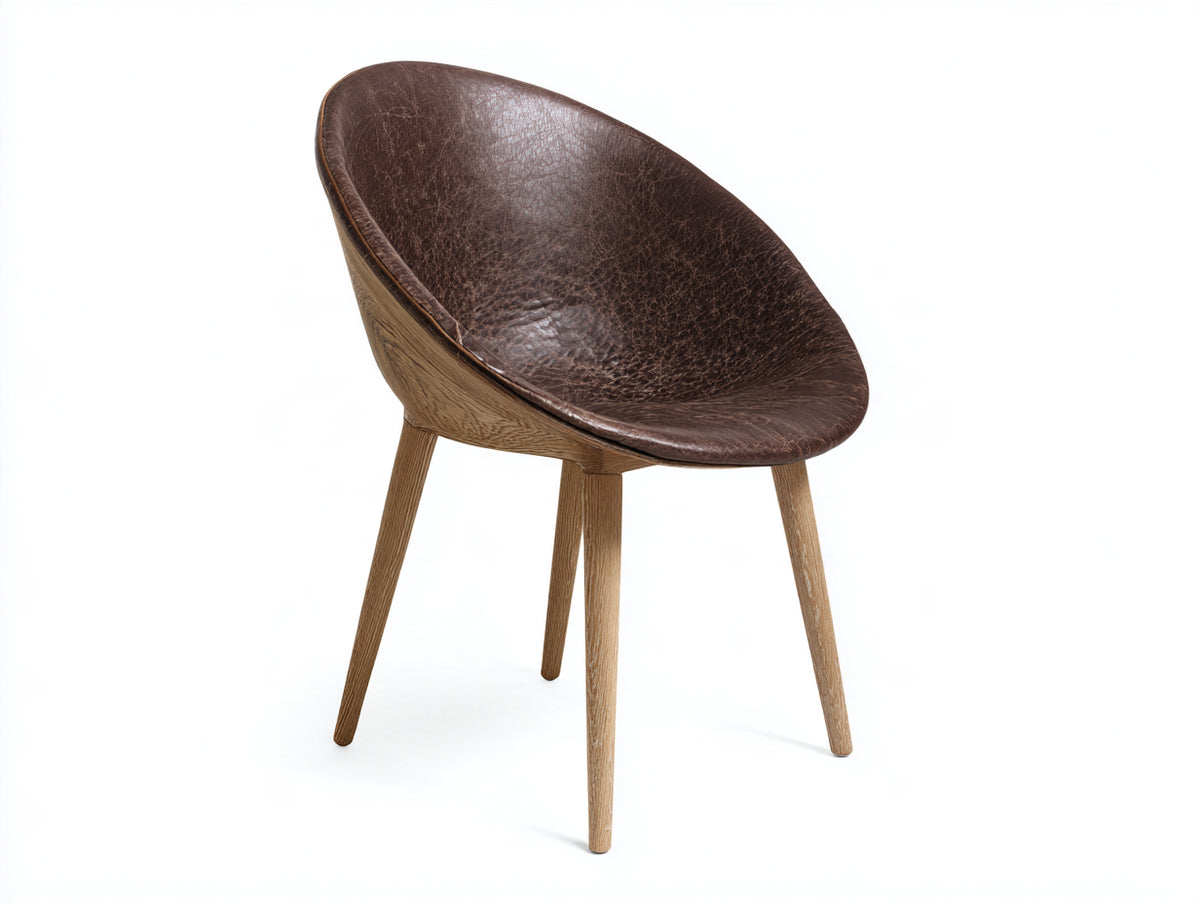 Silla de comedor de piel sintética 60x60x80 cm - marrón con patas de madera - diseño moderno