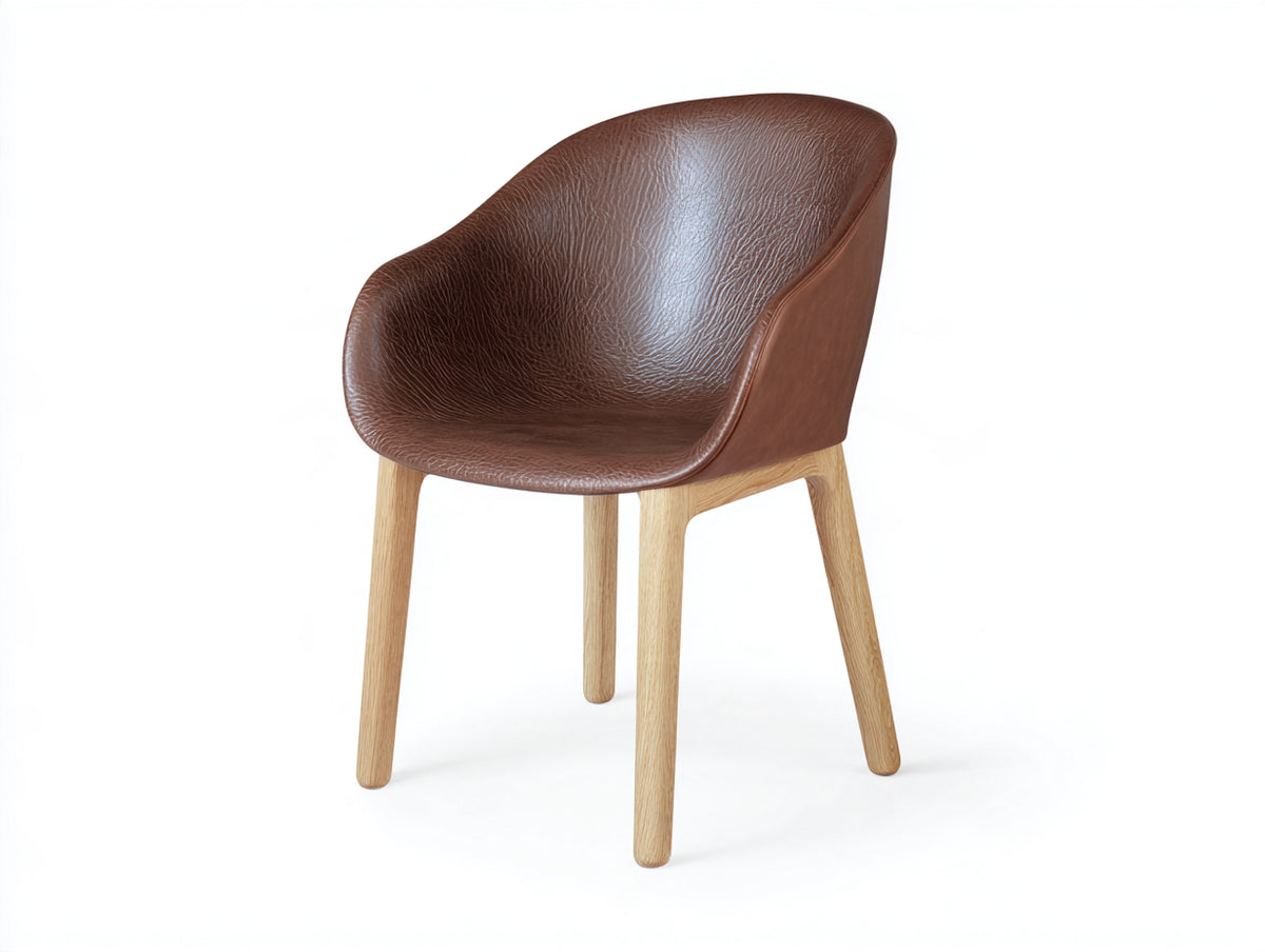 Silla de comedor tapizada 57x60x83 cm - marrón y natural - respaldo envolvente con patas de madera