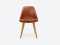 Silla de comedor tapizada 52x58x82 cm - marrón coñac y natural - diseño moderno con patas de madera