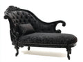 Chaise longue tapizada de terciopelo 85x180x95 cm - negro - estilo clásico elegante