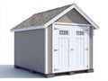 Caseta de jardín de madera 220x180x240 cm - gris topo blanco y gris - diseño clásico con doble puerta