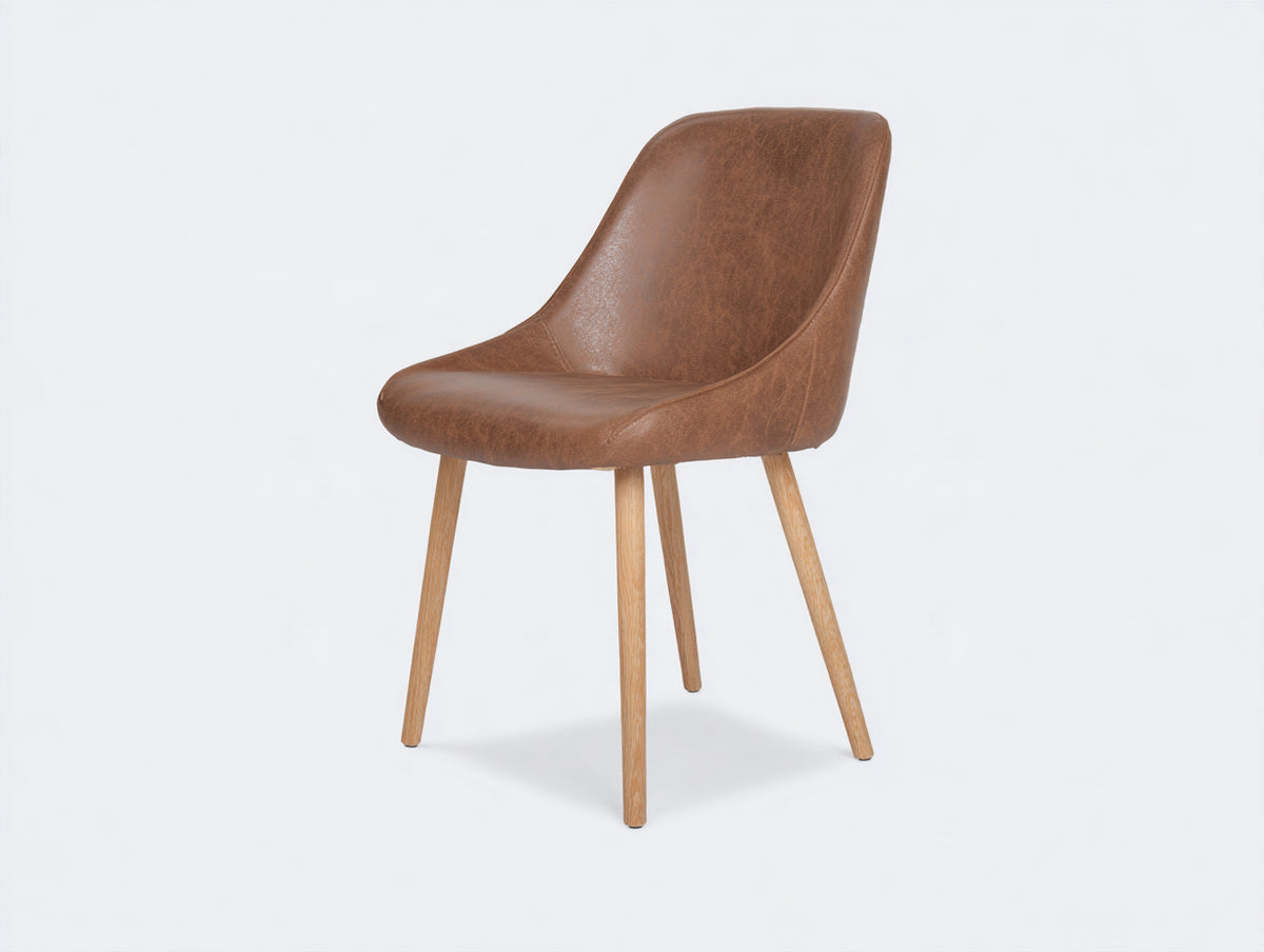 Silla de comedor tapizada 55x60x85 cm - marrón - diseño moderno con respaldo curvado para cocina y comedor