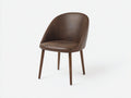 Silla de comedor tapizada 58x62x86 cm - marrón oscuro - respaldo curvo con patas de madera