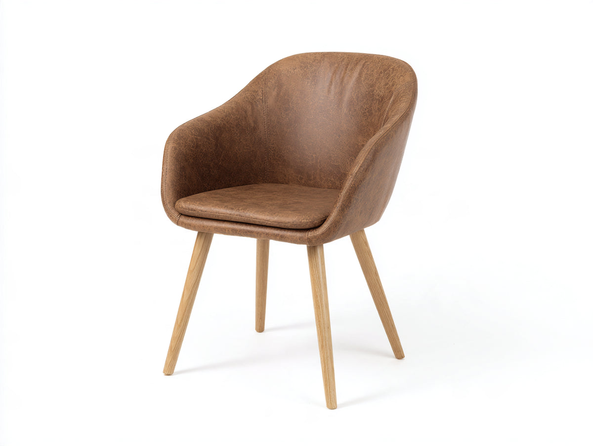 Silla de comedor tapizada 60 x 58 x 82 cm marrón diseño moderno con patas de madera